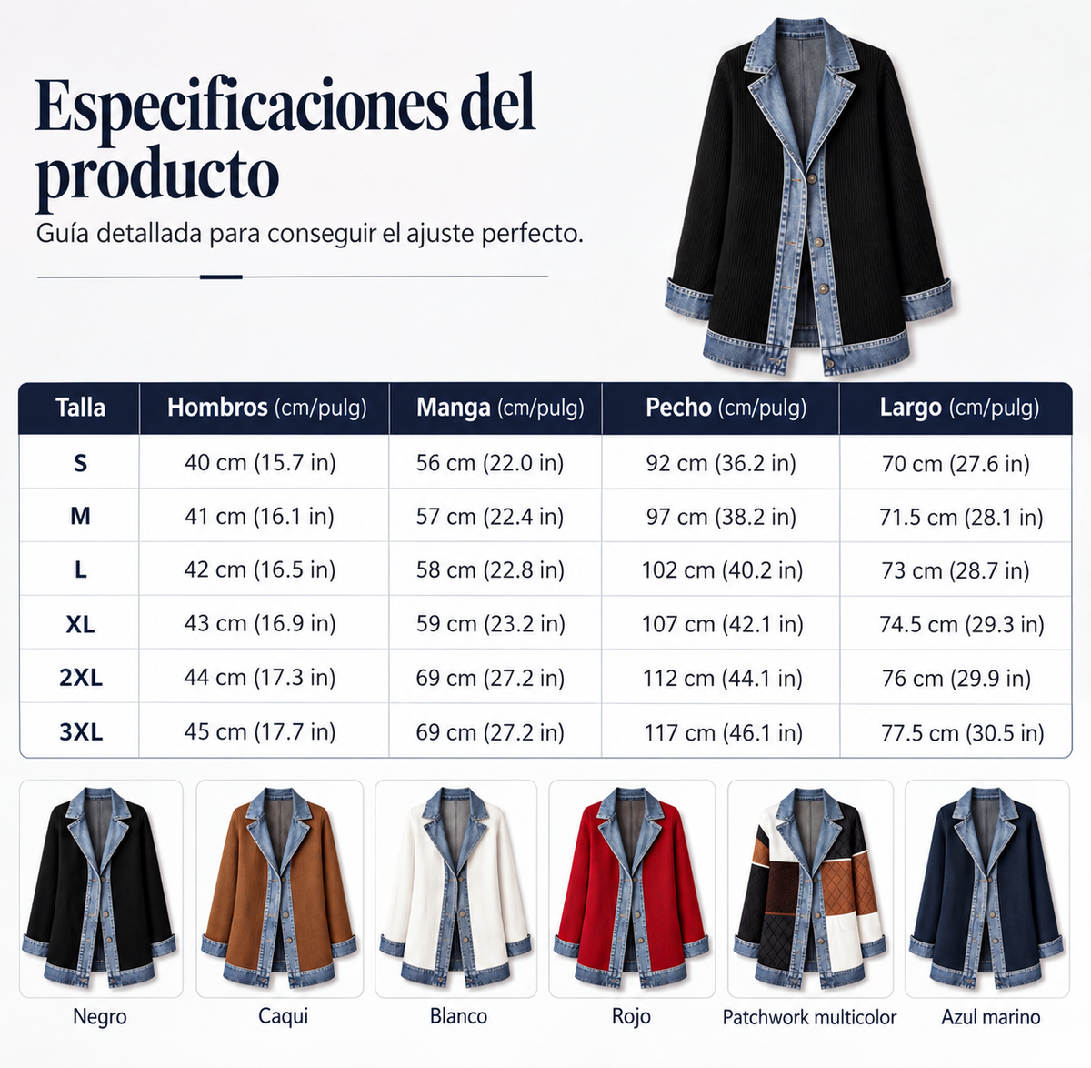Camisa de mujer con mezcla de punto de canalé y denim