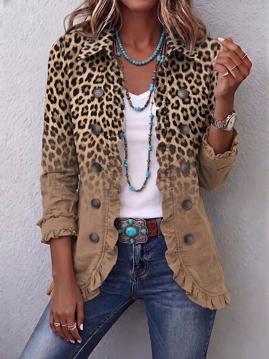 Silvana | Chaqueta de Leopardo Degradado con Volantes