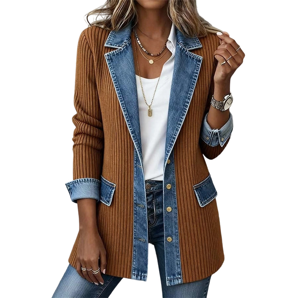 Lea | Chaqueta de Denim y Punto de Canalé