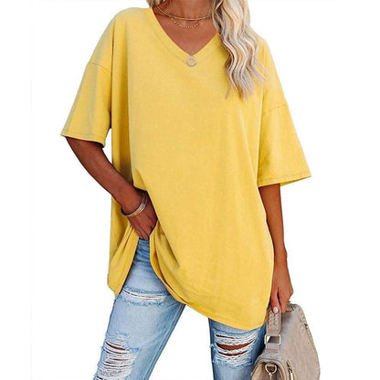 Camiseta holgada para mujer con escote en V