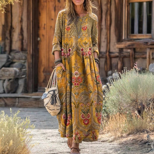 Vestido Largo Bohemio con Estampado Floral