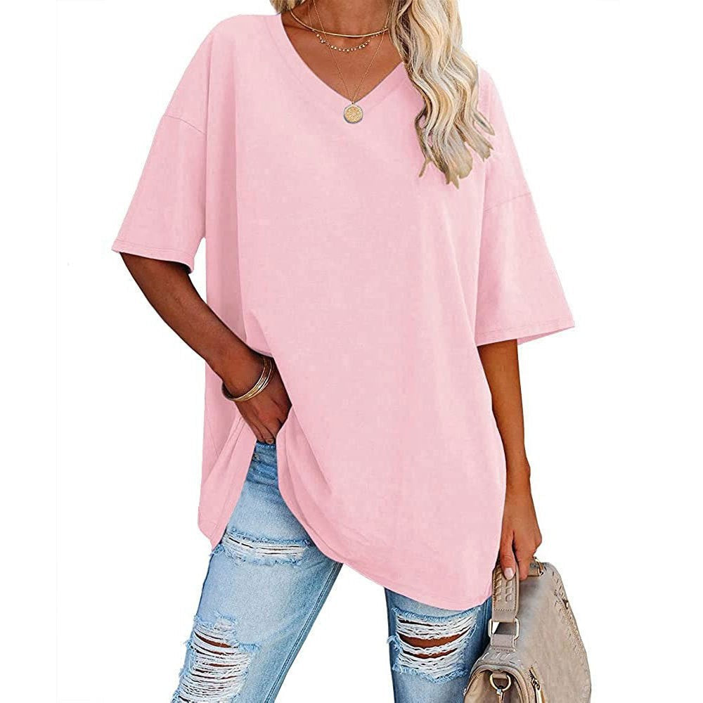 Camiseta holgada para mujer con escote en V