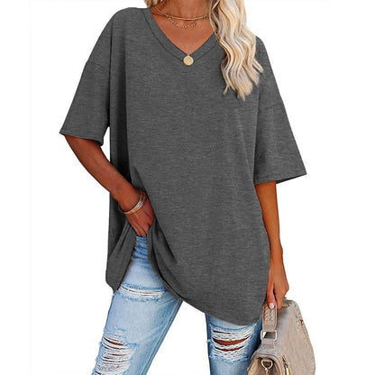 Camiseta holgada para mujer con escote en V