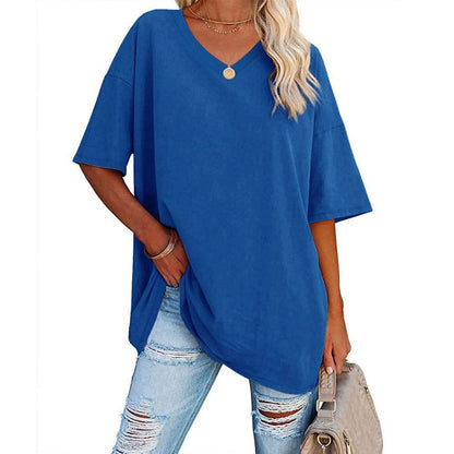 Camiseta holgada para mujer con escote en V