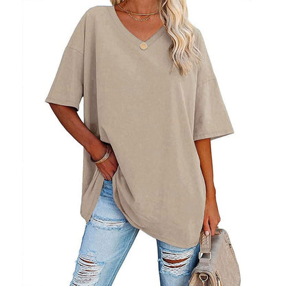Camiseta holgada para mujer con escote en V