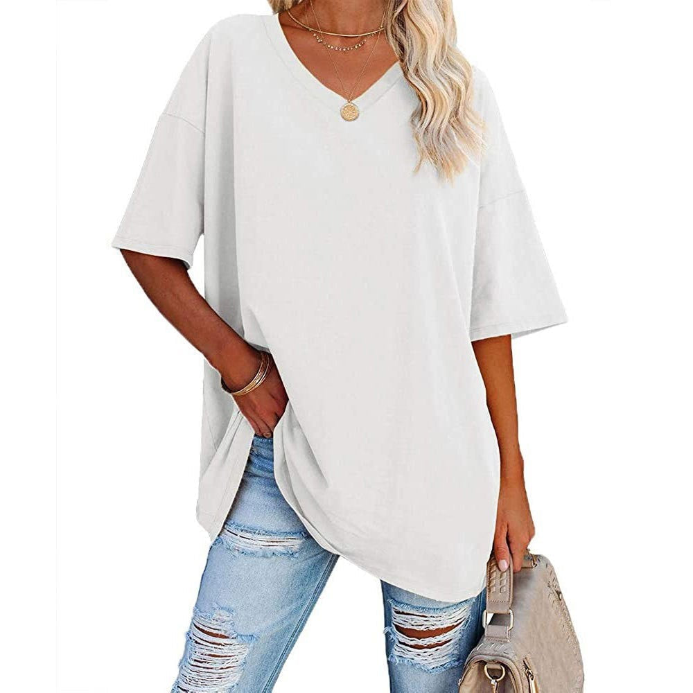 Camiseta holgada para mujer con escote en V