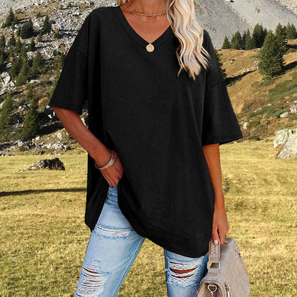 Camiseta holgada para mujer con escote en V