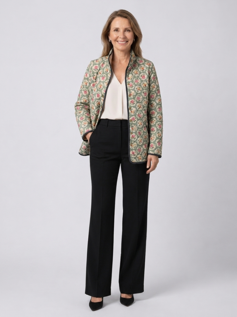 Chaqueta Acolchada con Estampado Floral de Tapicería