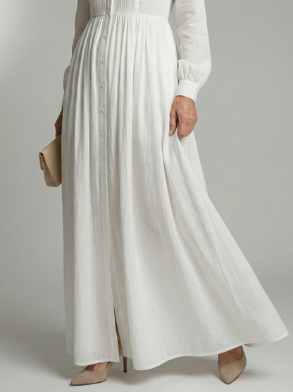 Vestido Maxi Largo con Pliegues Decorativos