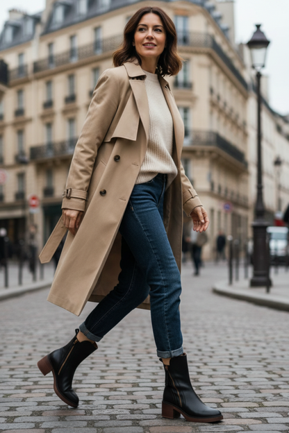 ELENA | Botas de Cuero con Tacón Cuadrado