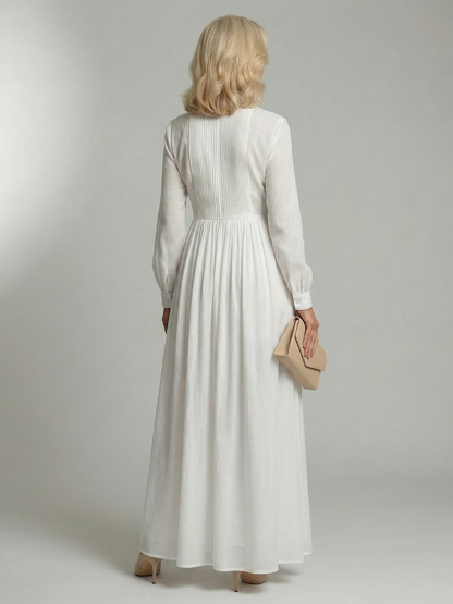 Vestido Maxi Largo con Pliegues Decorativos