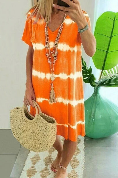 Vestido tipo camiseta de manga corta a rayas
