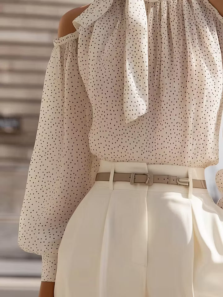 Blusa con Hombros Descubiertos y Lazo al Cuello