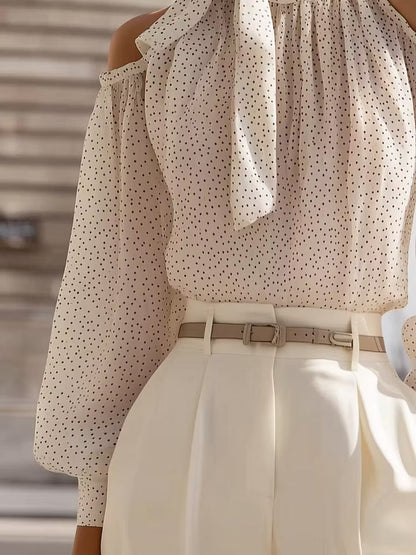 Blusa con Hombros Descubiertos y Lazo al Cuello