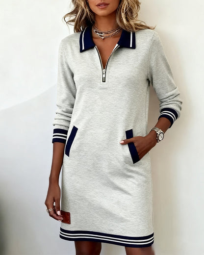 Dorella - Vestido casual de manga larga con cremallera