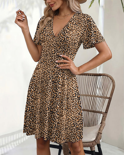 Vestido Casual Evasé de Tirantes con Volantes y Bolsillos