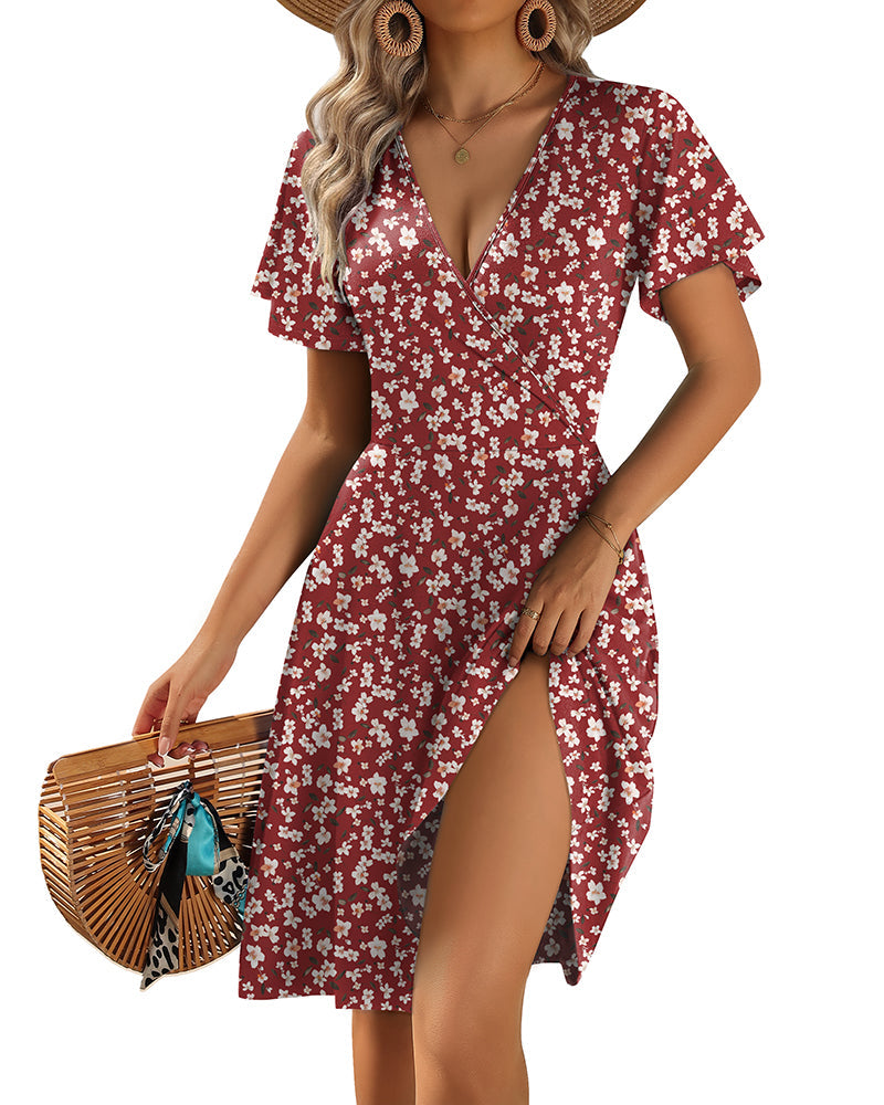 Vestido Casual Evasé de Tirantes con Volantes y Bolsillos