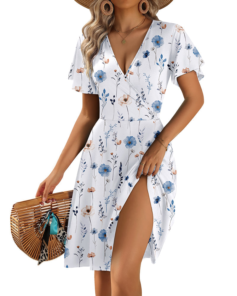 Vestido Casual Evasé de Tirantes con Volantes y Bolsillos