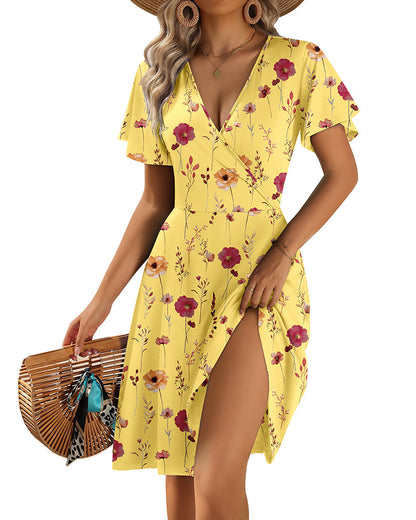 Vestido Casual Evasé de Tirantes con Volantes y Bolsillos