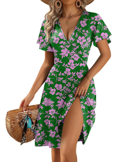 Vestido Casual Evasé de Tirantes con Volantes y Bolsillos