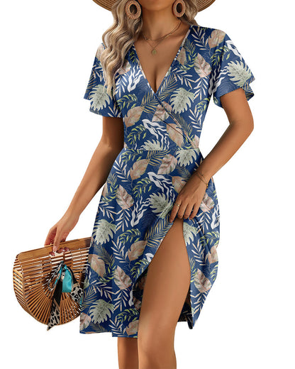 Vestido Casual Evasé de Tirantes con Volantes y Bolsillos