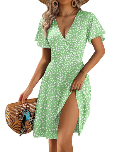 Vestido Casual Evasé de Tirantes con Volantes y Bolsillos