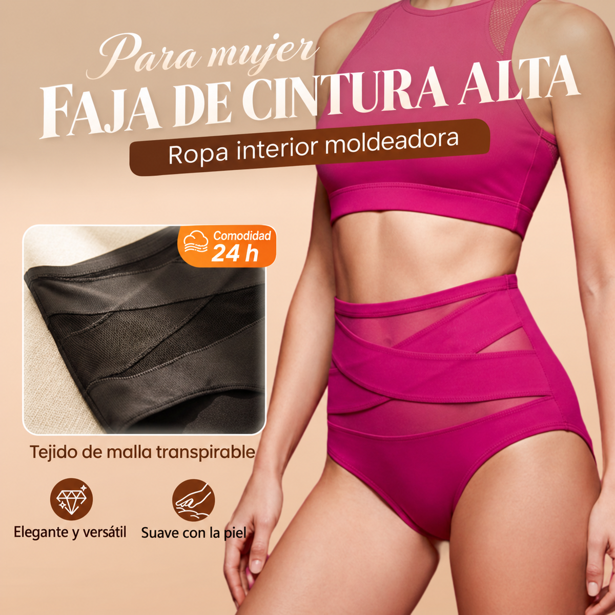 ¡Último día – Compra 1 y llévate 2!  Braguitas de talle alto de talla grande con control cruzado del abdomen