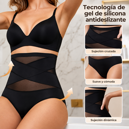 ¡Último día – Compra 1 y llévate 2!  Braguitas de talle alto de talla grande con control cruzado del abdomen