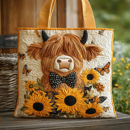 Bolso acolchado – Vaca de las Tierras Altas y Girasoles