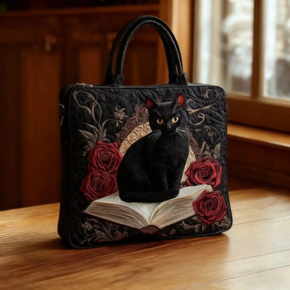 Bolso acolchado artesanal – Gato Negro sobre Libros