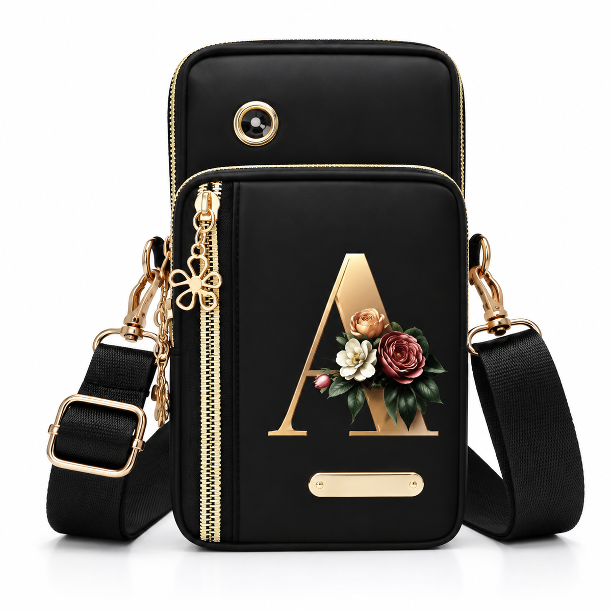 Bolso Bandolera de Nailon para Mujer con Estampado de Letra