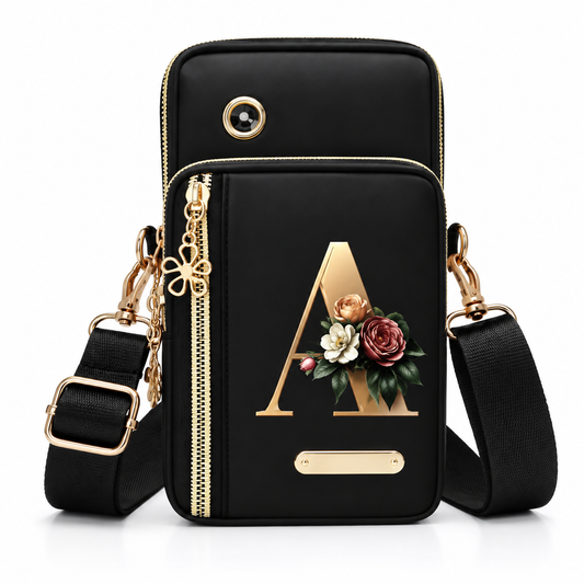 Bolso Bandolera de Nailon para Mujer con Estampado de Letra