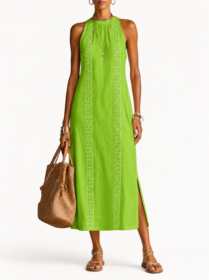 Vestido midi con cuello chino