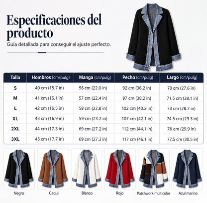 Camisa de mujer con mezcla de punto de canalé y denim