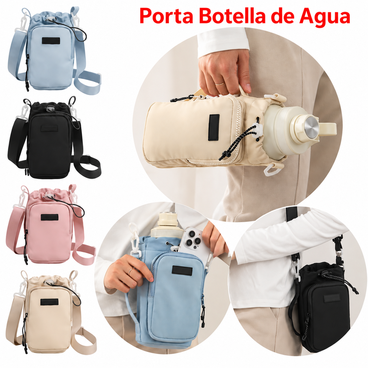 Bolsa Bandolera para Botella de Agua con Correa