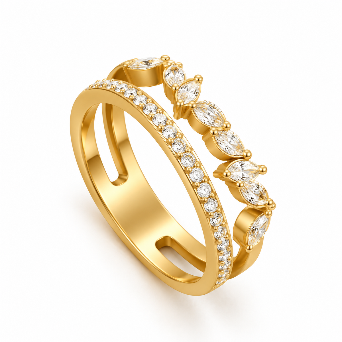 Anillo Dorado con Cristales