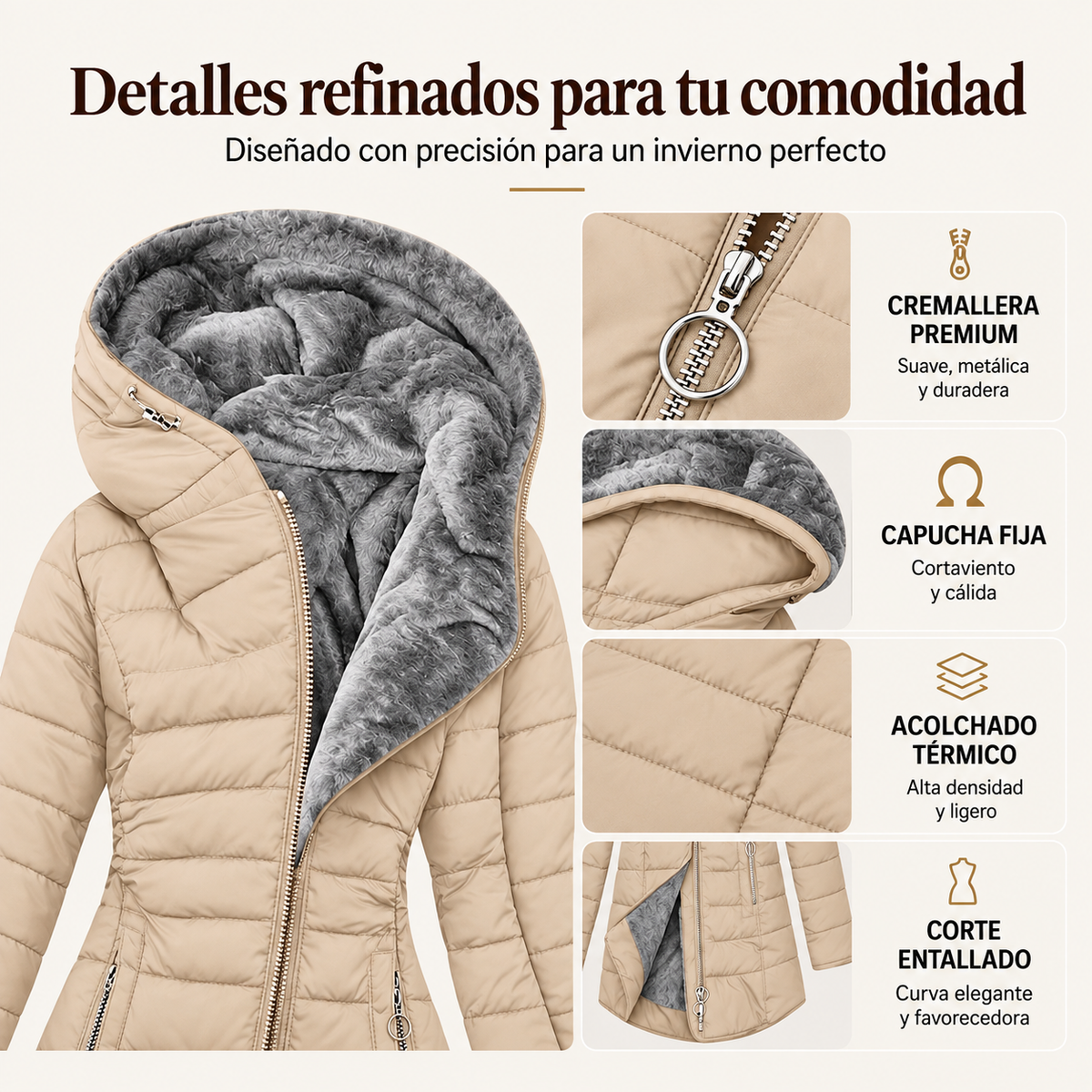 Abrigo de invierno con capucha
