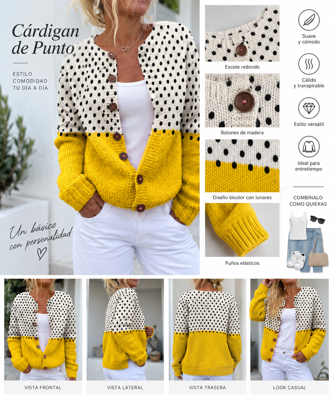Antonia | Cárdigan de Punto Vintage