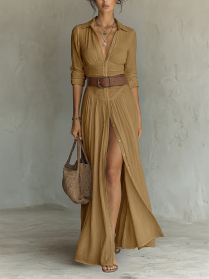 Vestido Maxi Elegante con Botones Frontales