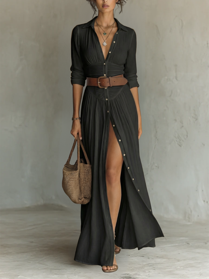 Vestido Maxi Elegante con Botones Frontales