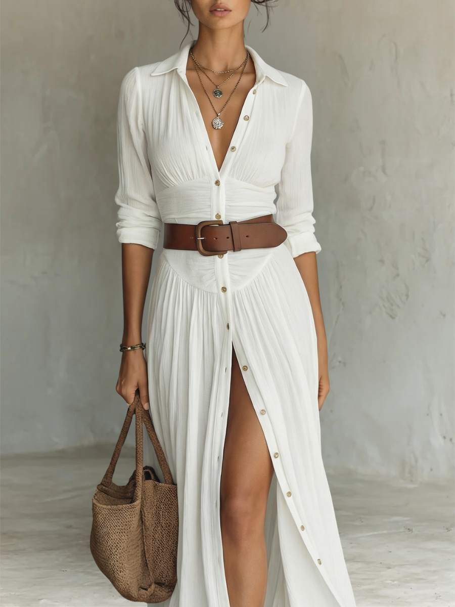 Vestido Maxi Elegante con Botones Frontales