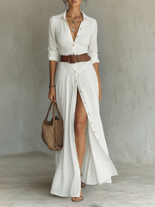 Vestido Maxi Elegante con Botones Frontales
