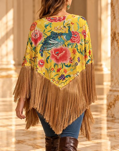 CLAUDIA | Jersey Floral Bohemio de Corte Asimétrico