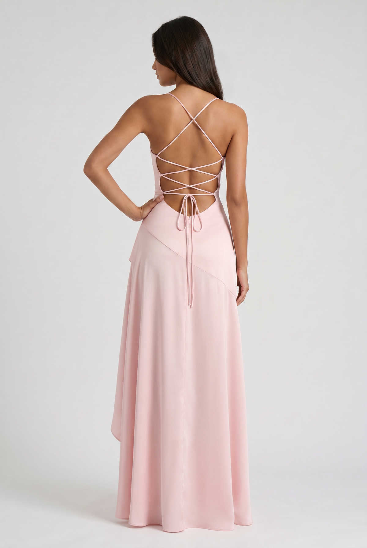 Vestido Maxi Burdeos con Drapeado y Abertura
