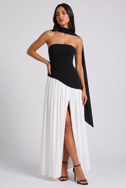 Vestido Maxi Burdeos – Elegancia Sofisticada con Escote