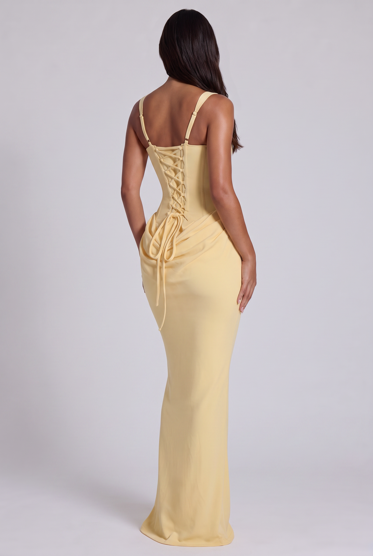 Vestido Maxi Amarillo con Drapeado