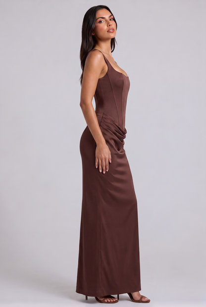 Vestido Maxi Amarillo con Drapeado