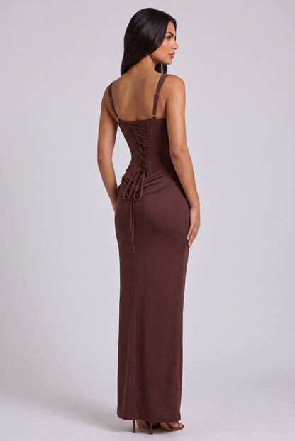 Vestido Maxi Amarillo con Drapeado