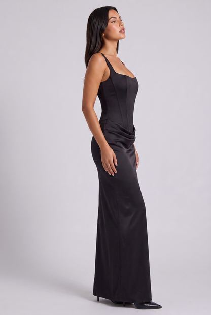 Vestido Maxi Amarillo con Drapeado