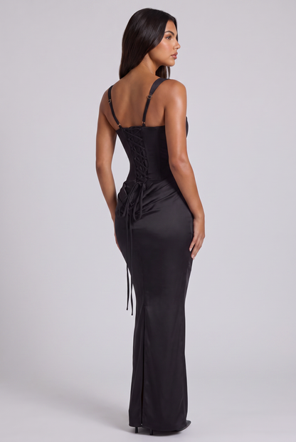 Vestido Maxi Amarillo con Drapeado